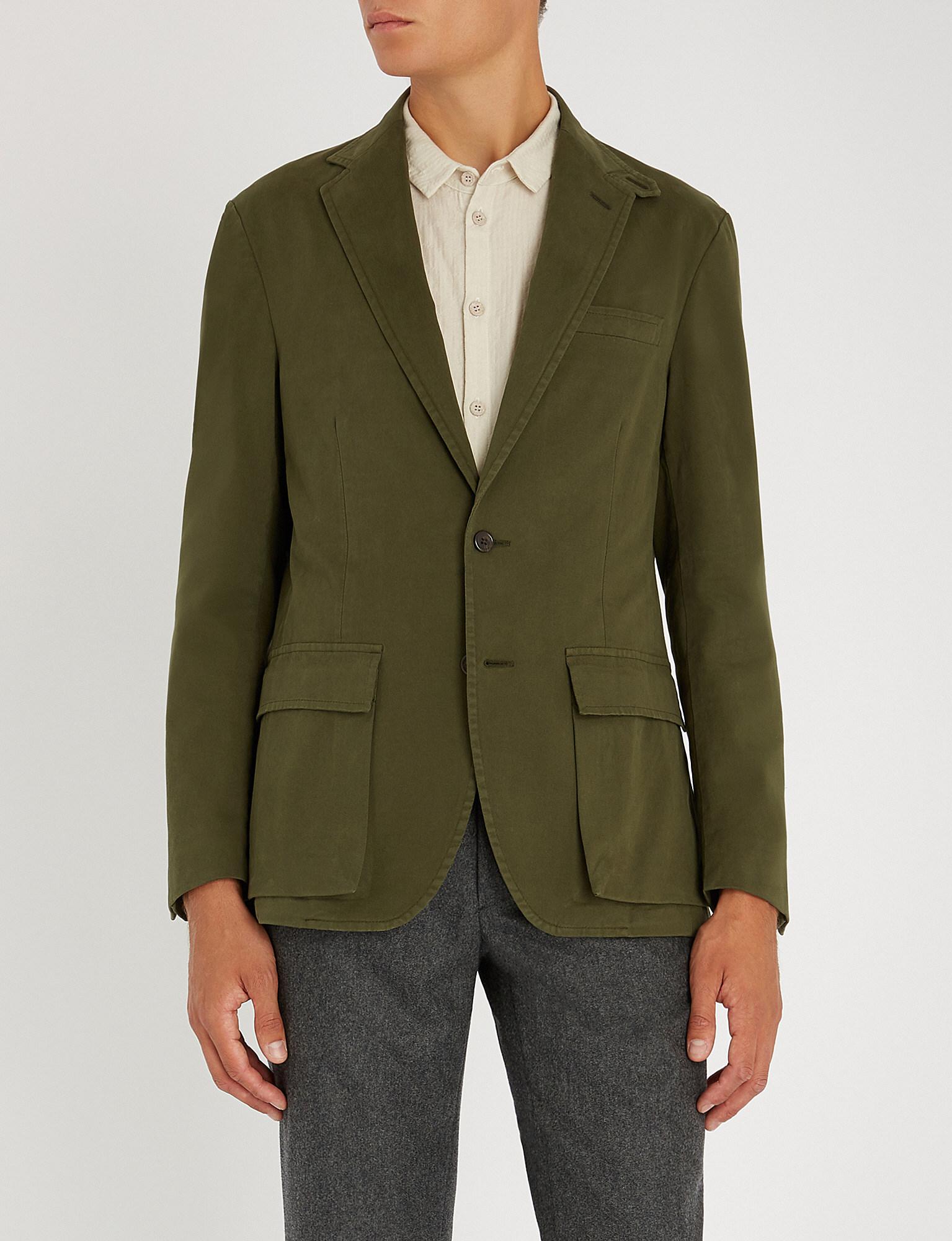 Polo Ralph Lauren Single-breasted Cotton Blend Jacket in Moss Green (Green)  for Men - Lyst