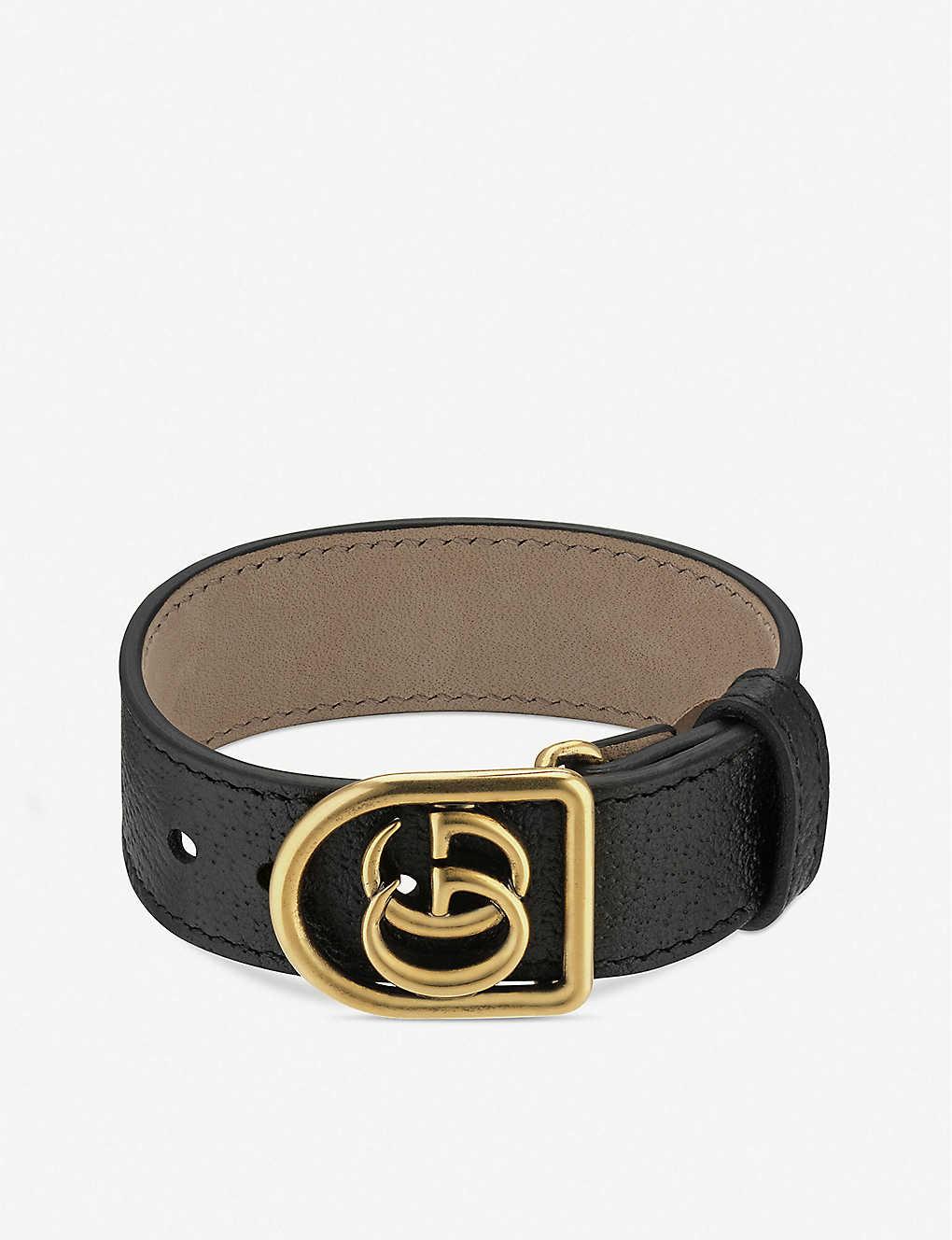 bracelet in leather with double g