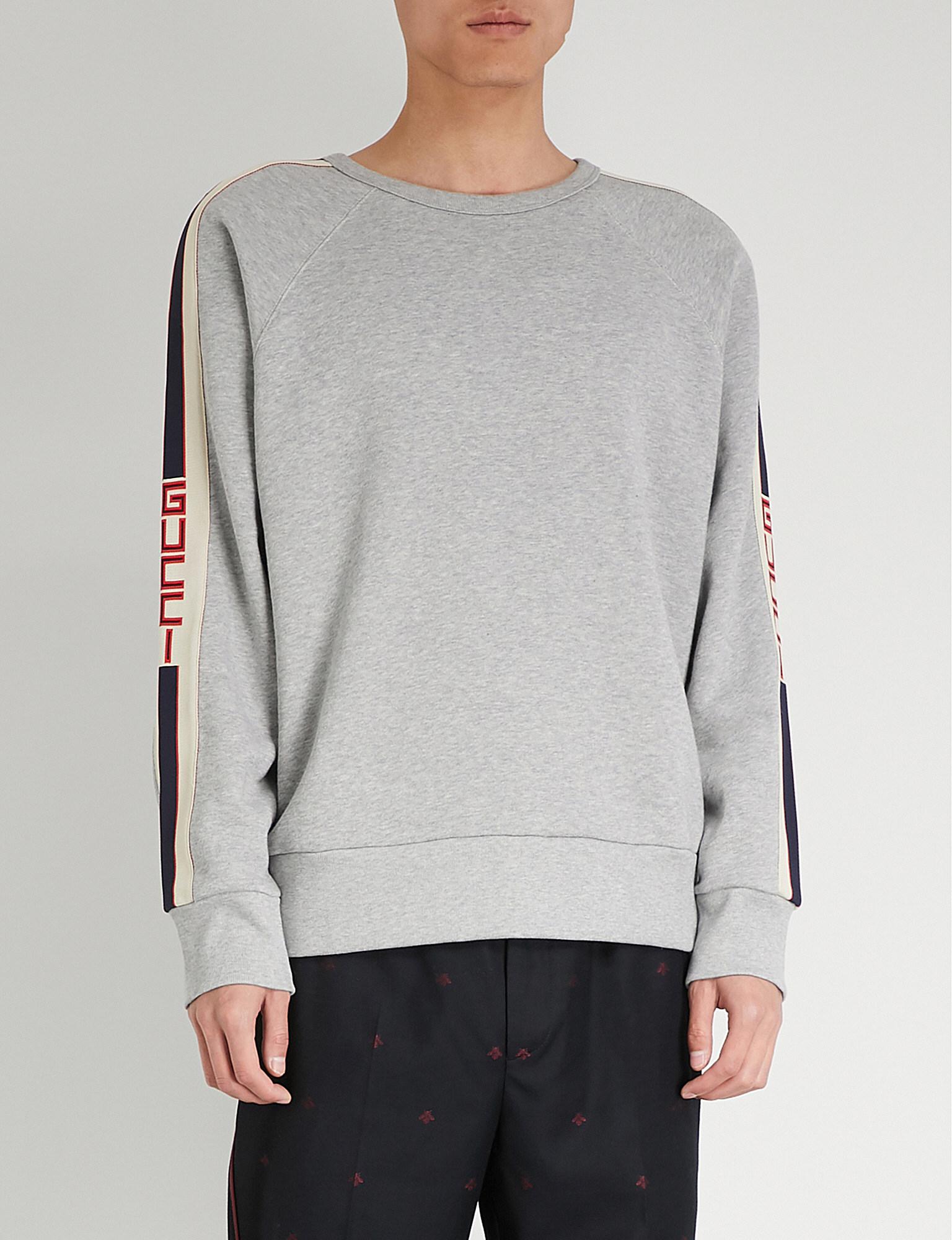Gucci Cotton Crewneck Sweatshirt in Grey (Grey) for Men | Lyst Canada