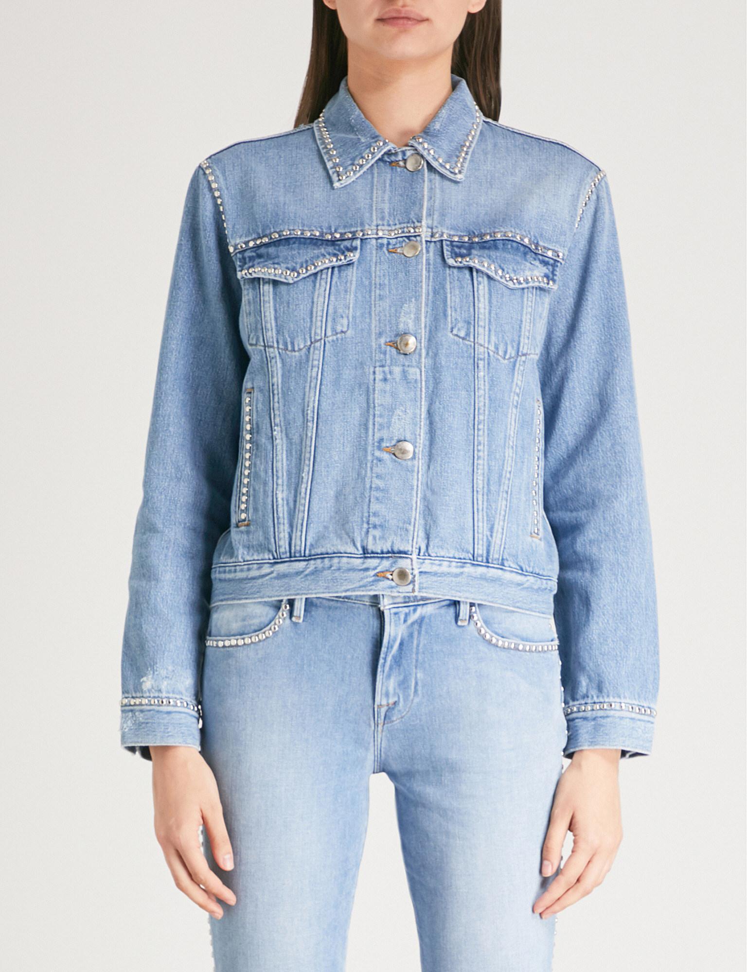 FRAME Le Studded Denim Jacket in Blue Lyst