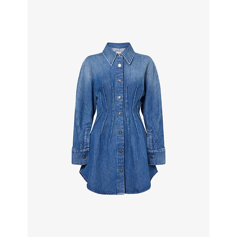 Givenchy Cocoon Long-Sleeve Denim Mini Dress in Blue | Lyst