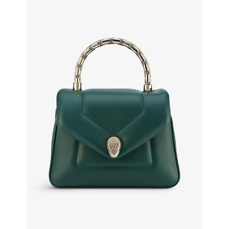 BVLGARI Serpenti Reverse Leather Cross-body Bag in Green