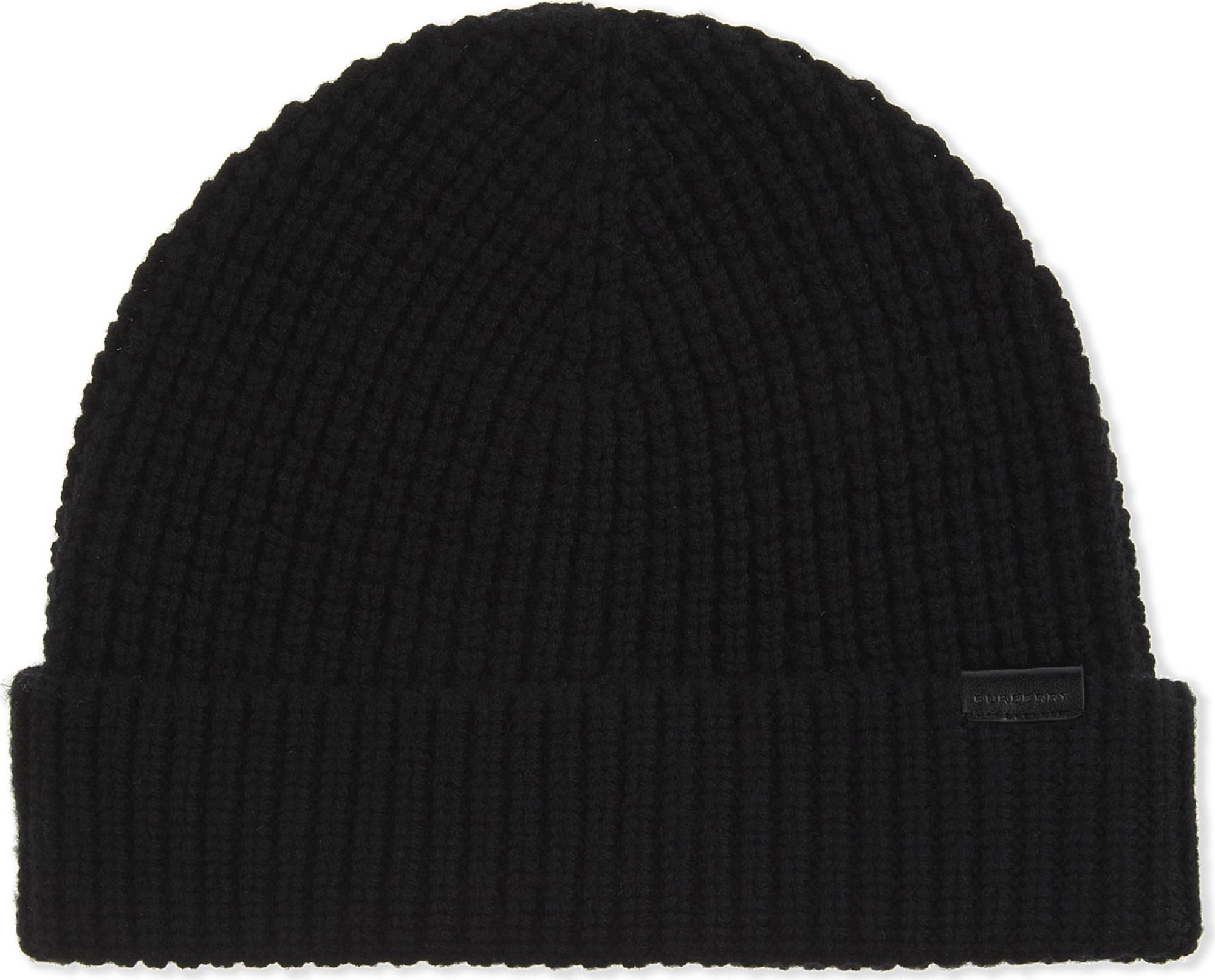 Burberry Wool Logo Tag Beanie Hat in Black for Men - Lyst