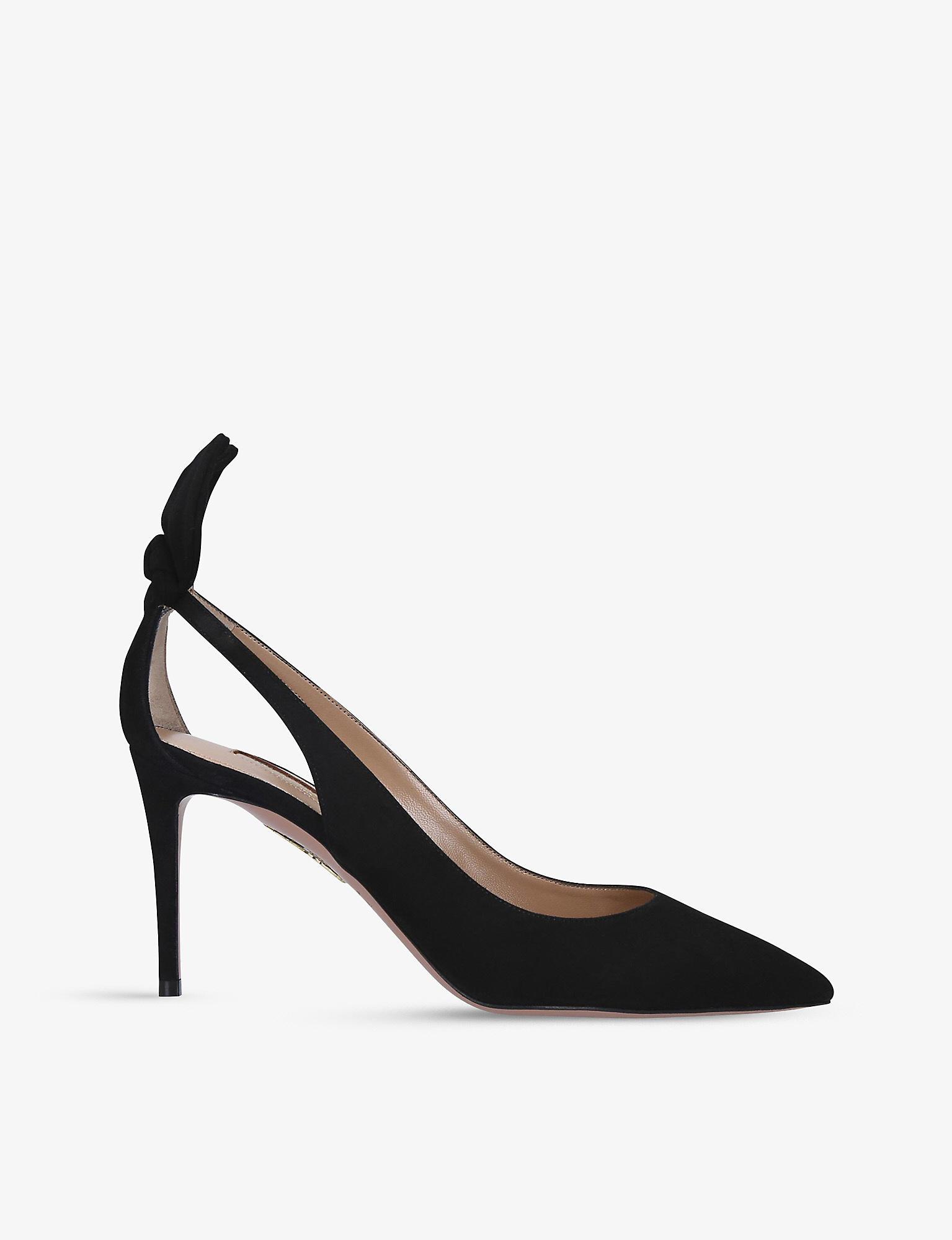 Aquazzura Deneuve Suede Heeled Pumps in Black | Lyst