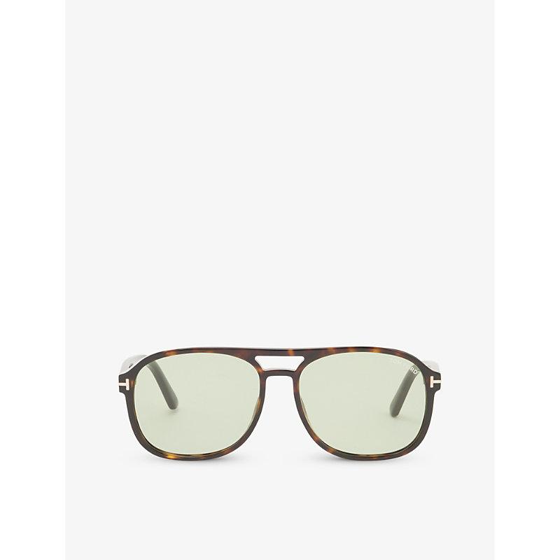 Tom Ford Brady Pilotframe Branded Metal Sunglasses in Metallic for Men