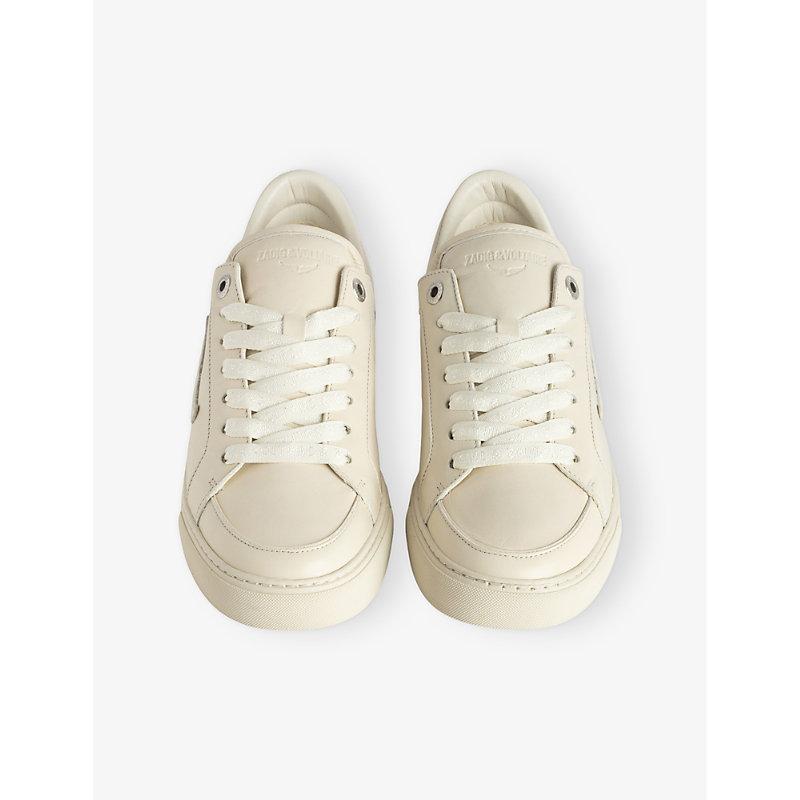Zadig & Voltaire Fly On Wing-Embroidered Leather Low-Top