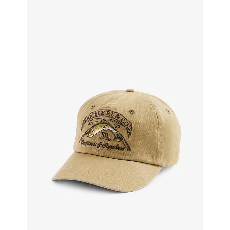 RRL Sportman Brand-embroidered Cotton-twill Cap in Natural