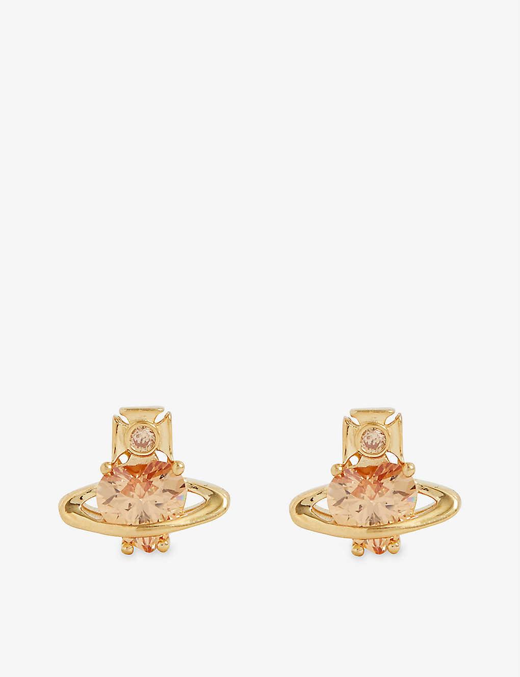 Vivienne Westwood Leonor Brass And Crystal Stud Earrings in Natural | Lyst