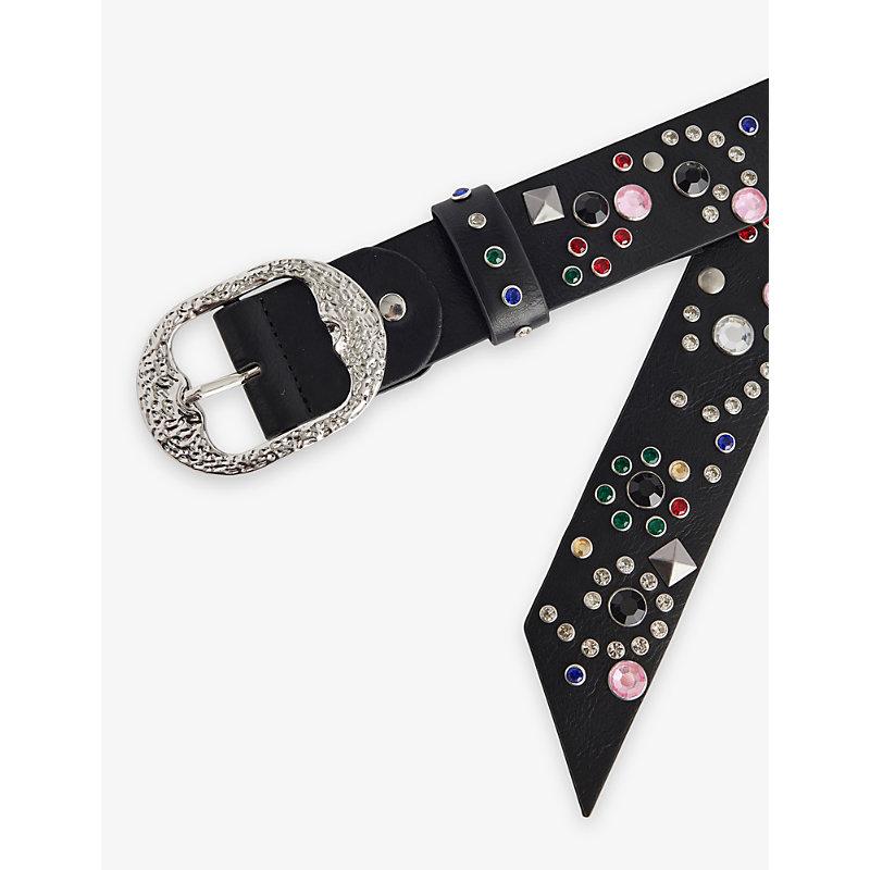 Jaded London Jewel-Embellished Faux-Leather Belt in Black | Lyst