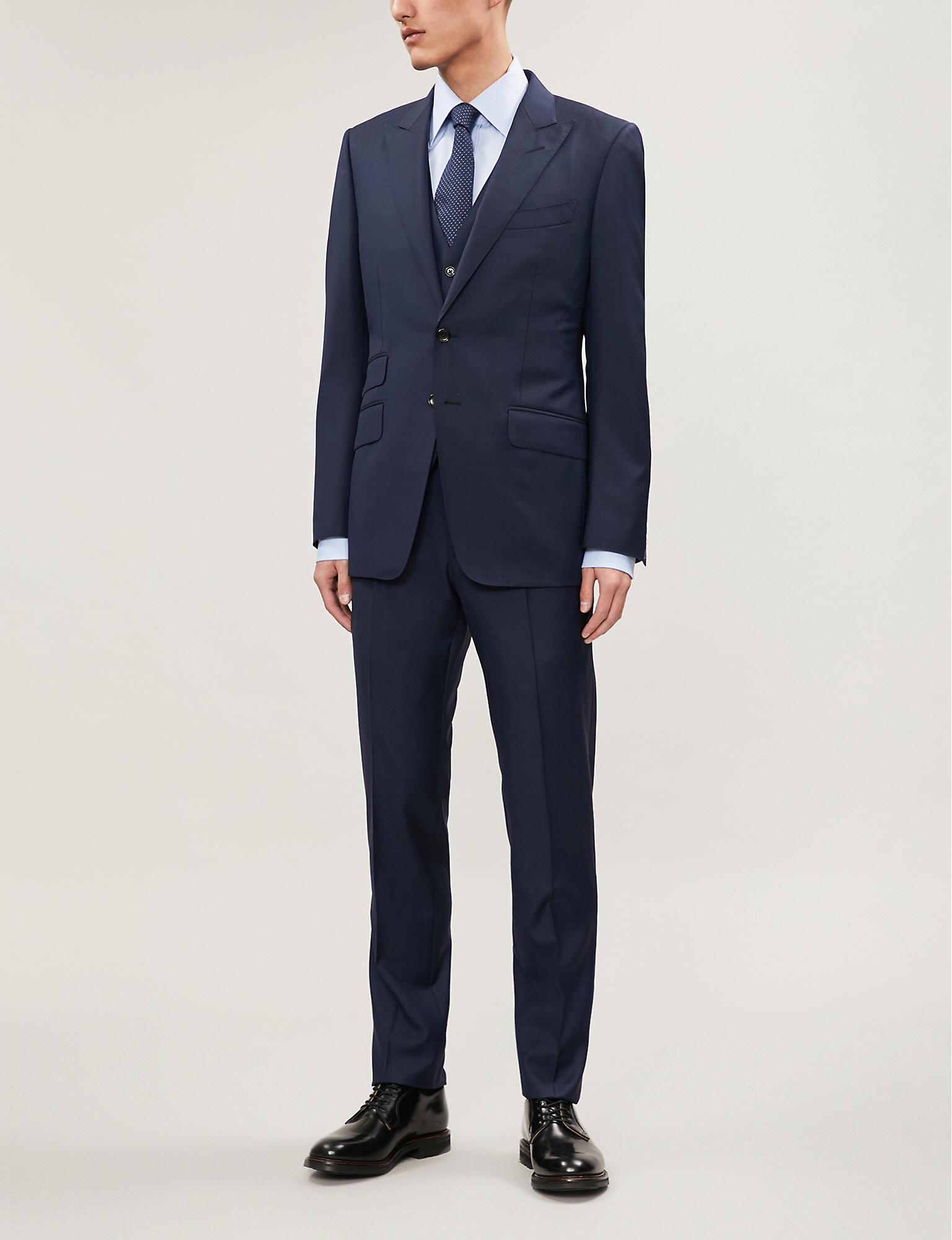 Ford Windsor-fit Wool Three Piece Suit in Blue for Men Lyst