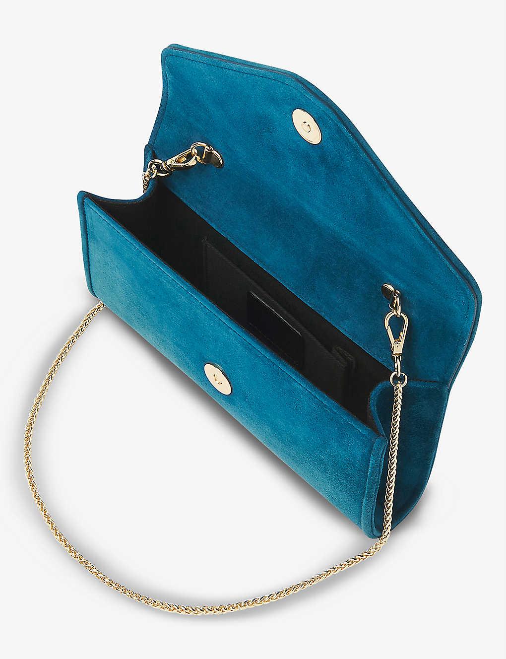 Clutch Bag in leather Maiolicato Blu