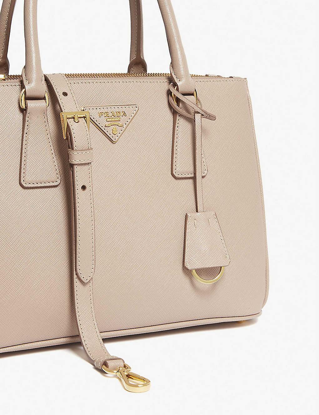 Prada Galleria Small Leather Tote Bag in Natural