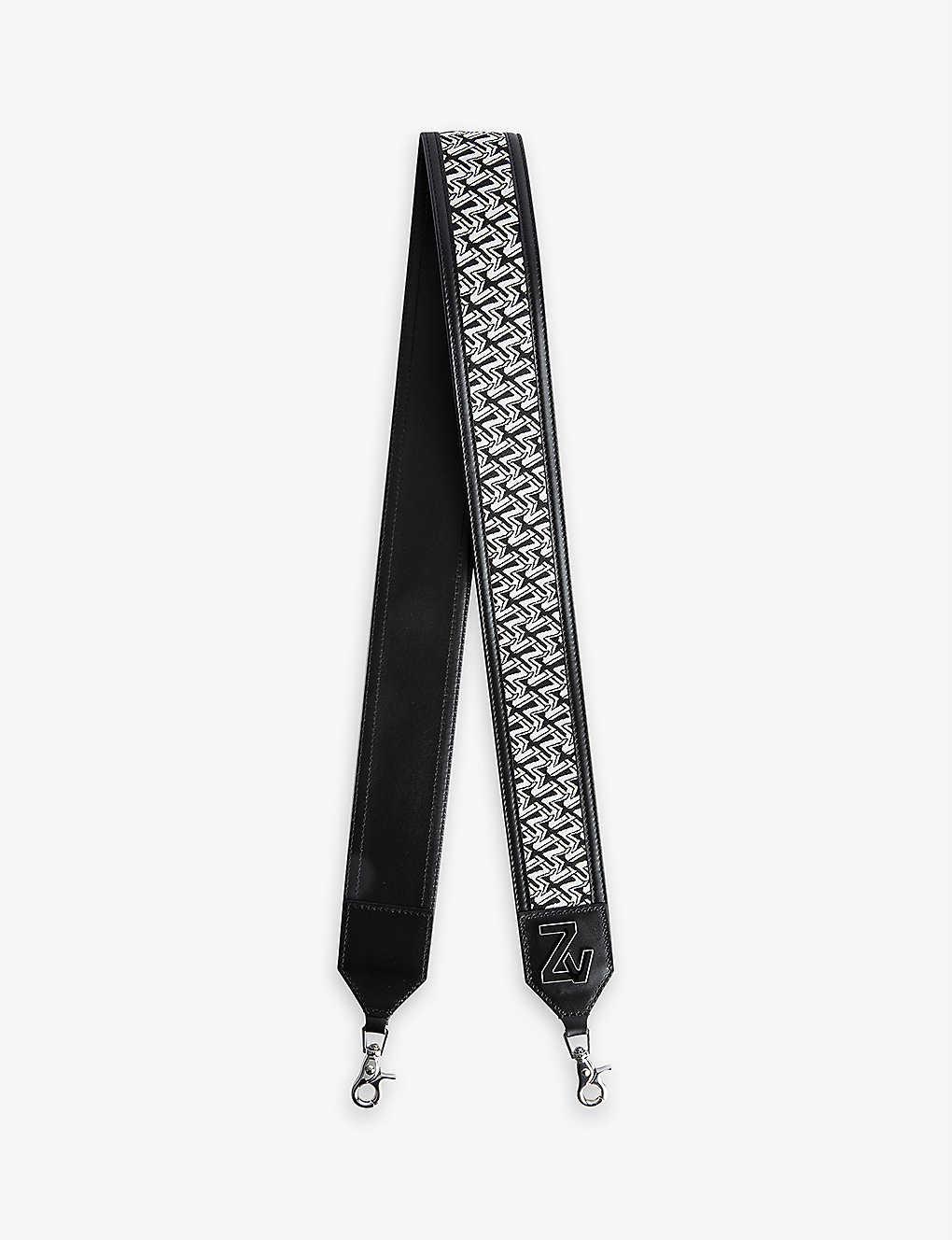 Zadig & Voltaire Zv Initiale Monogram Leather And Woven Shoulder Strap