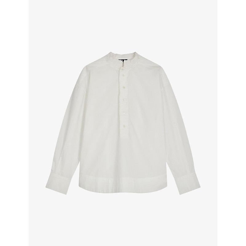 Soeur Poeme Embroidered-collar Relaxed-fit Cotton Shirt in White | Lyst