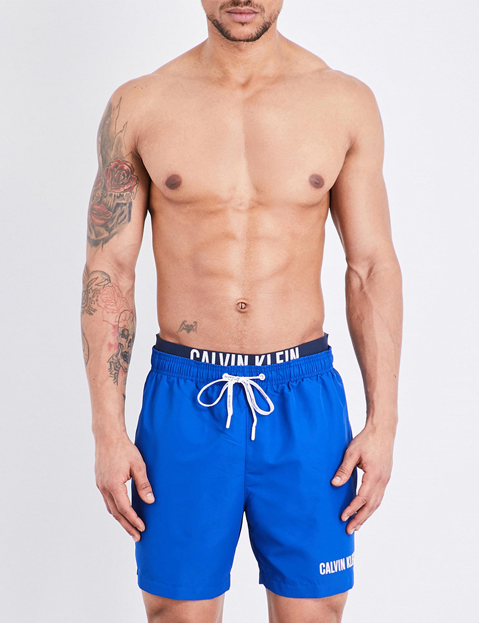 Calvin Klein Intense Power Double Waistband Swim Shorts in Blue for Men -  Lyst