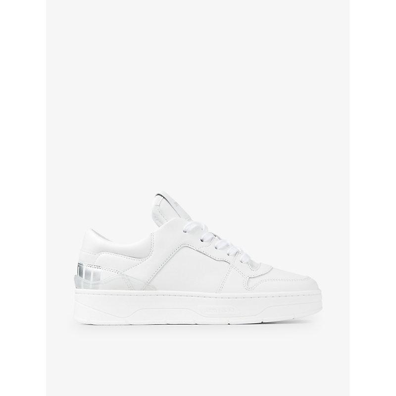 Jimmy Choo Florent F Logo-print Leather Low-top Trainers in White ...