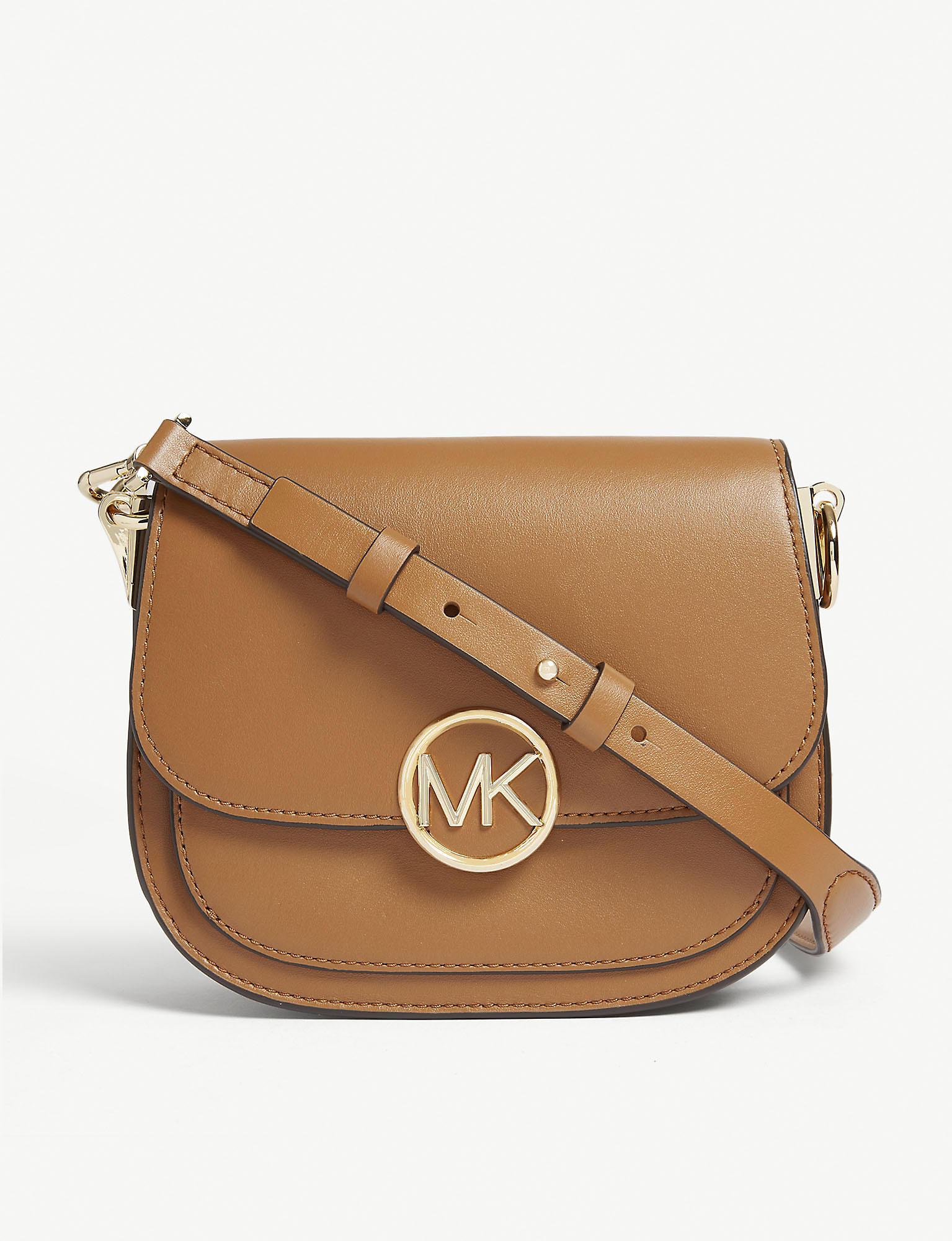 MICHAEL Michael Kors Lillie Small Leather Saddle Bag in Brown - Lyst