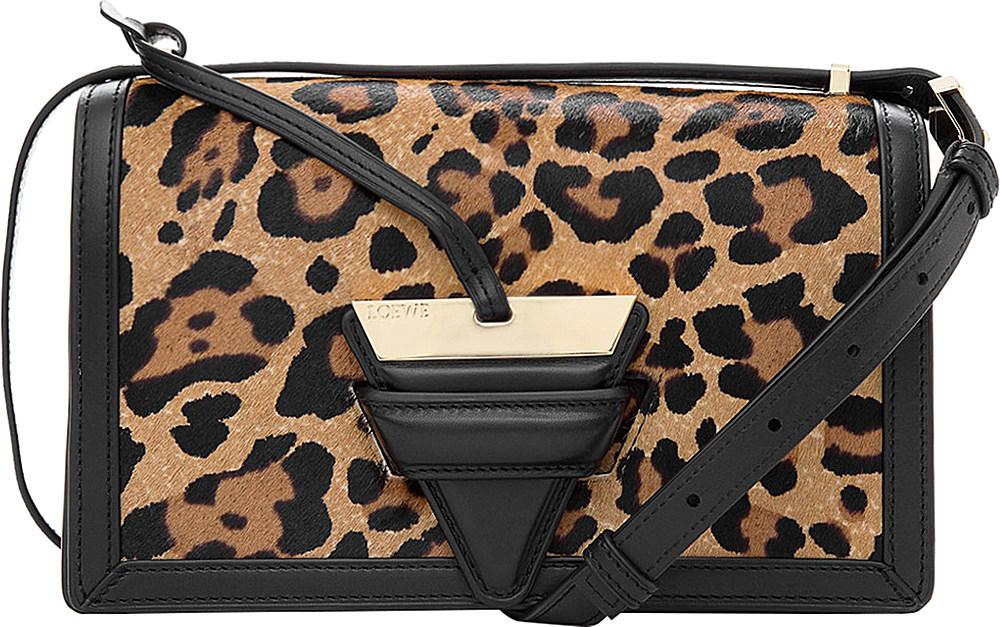 Loewe Fur Leopard Print Shoulder Bag in 