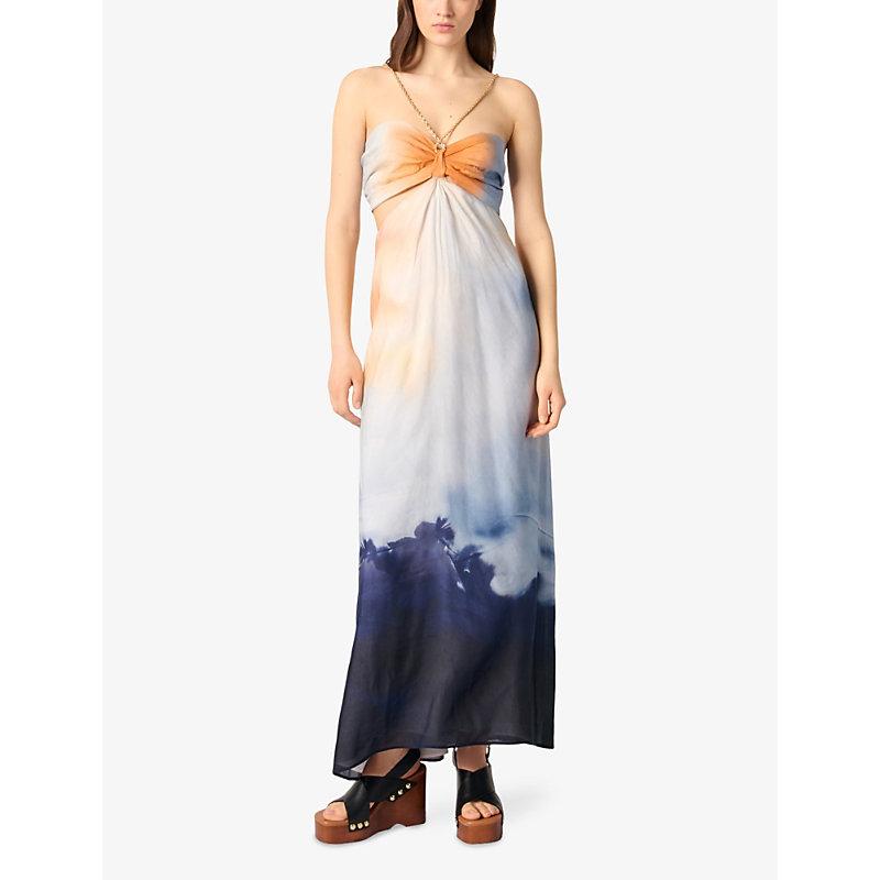 Maje Tie-Dye Halter-Neck Woven Maxi Dress in Blue | Lyst Maje Tie-Dye Halter-Neck Woven Maxi Dress in Blue | Lyst