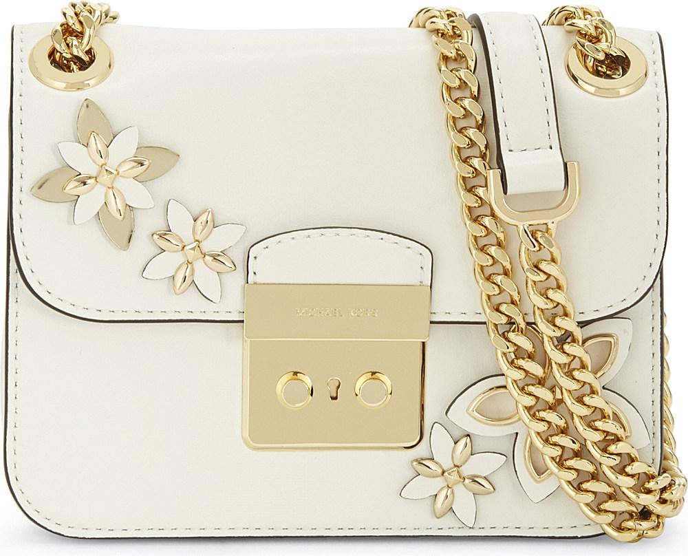 MICHAEL Michael Kors Floral Leather Cross-body Bag in White | Lyst