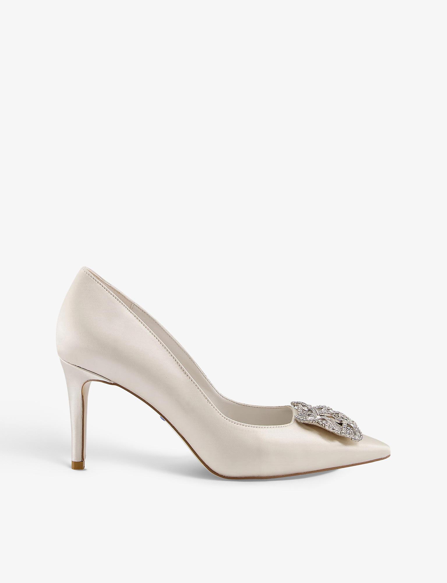 Dune Bellissima Crystalembellished Satin Court Heels in White Lyst