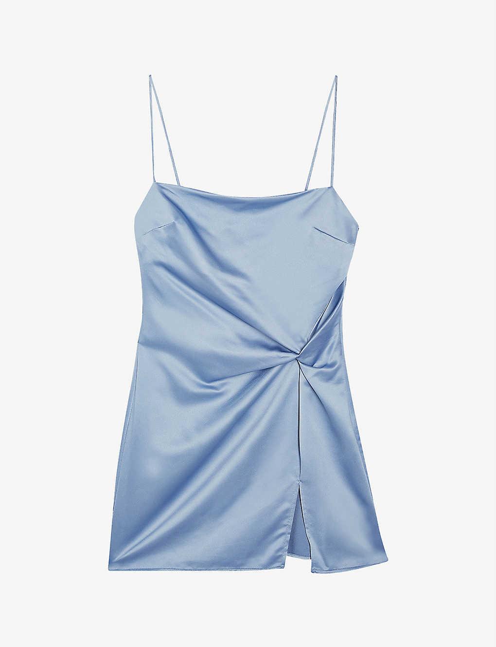 TOPSHOP Twist Slip Mini Dress in Blue | Lyst