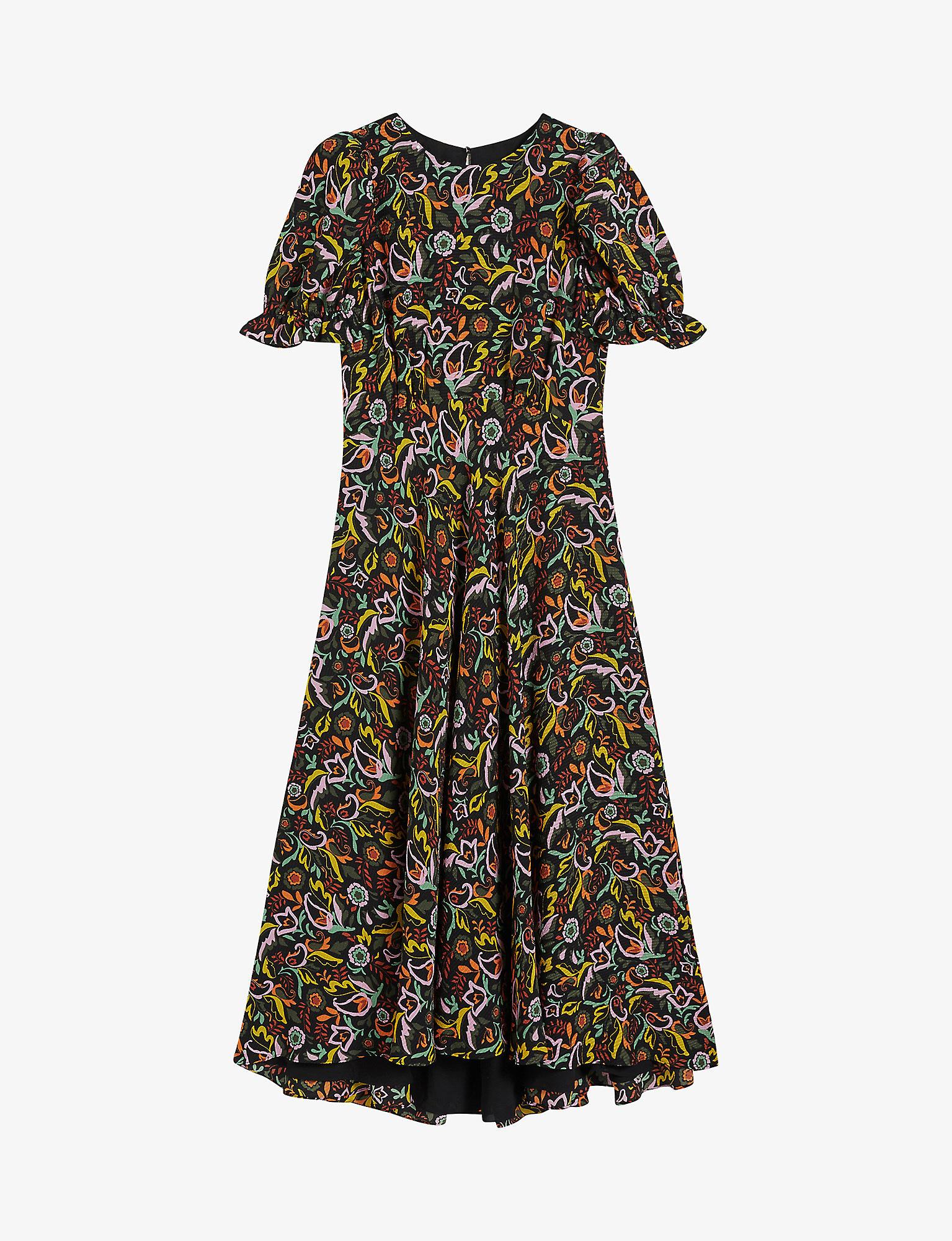 Ted Baker Dabney Floralprint Woven Midi Dress in Black Lyst