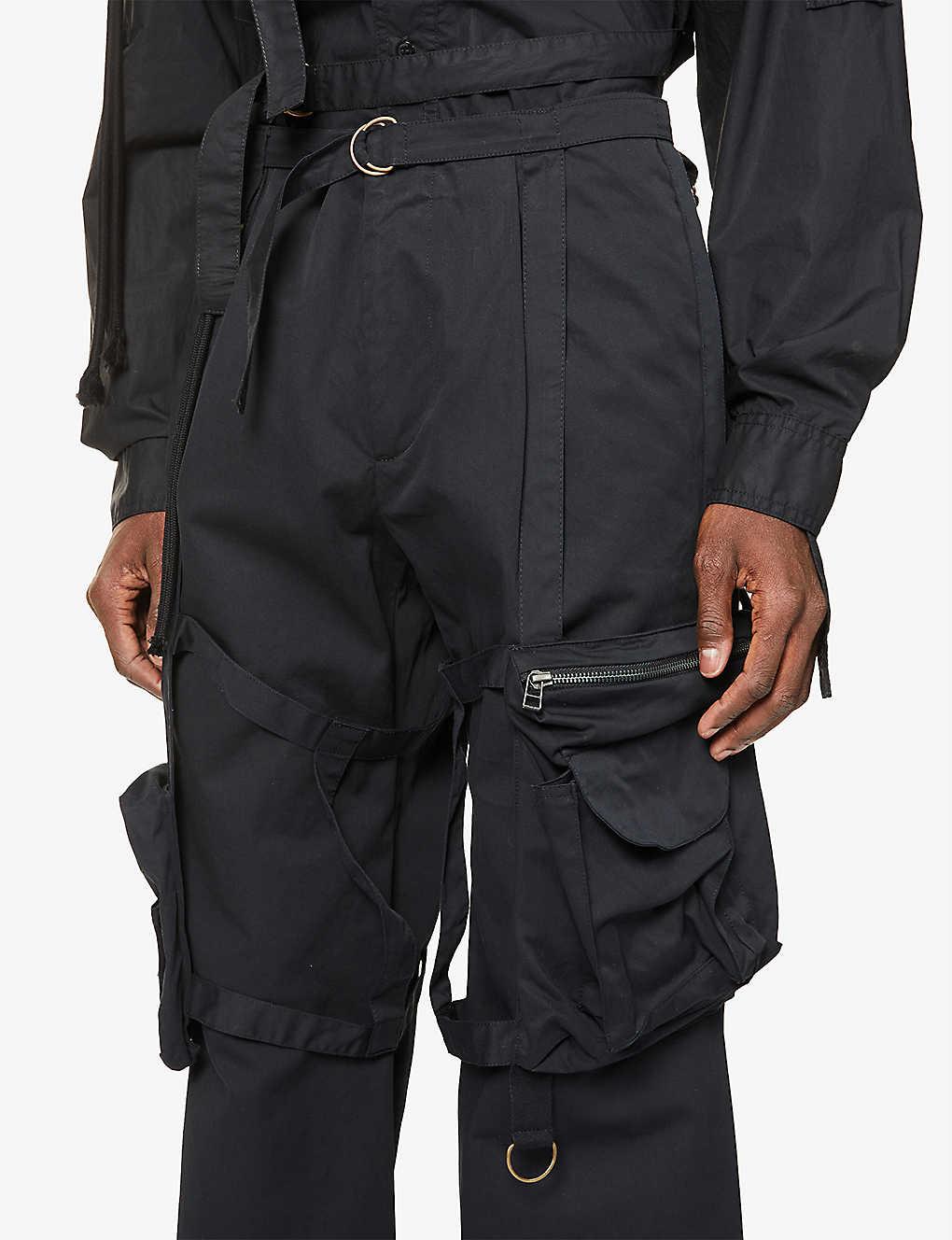 Raf Simons Archive Redux Buckled Strap-embroidered Cotton Trousers 
