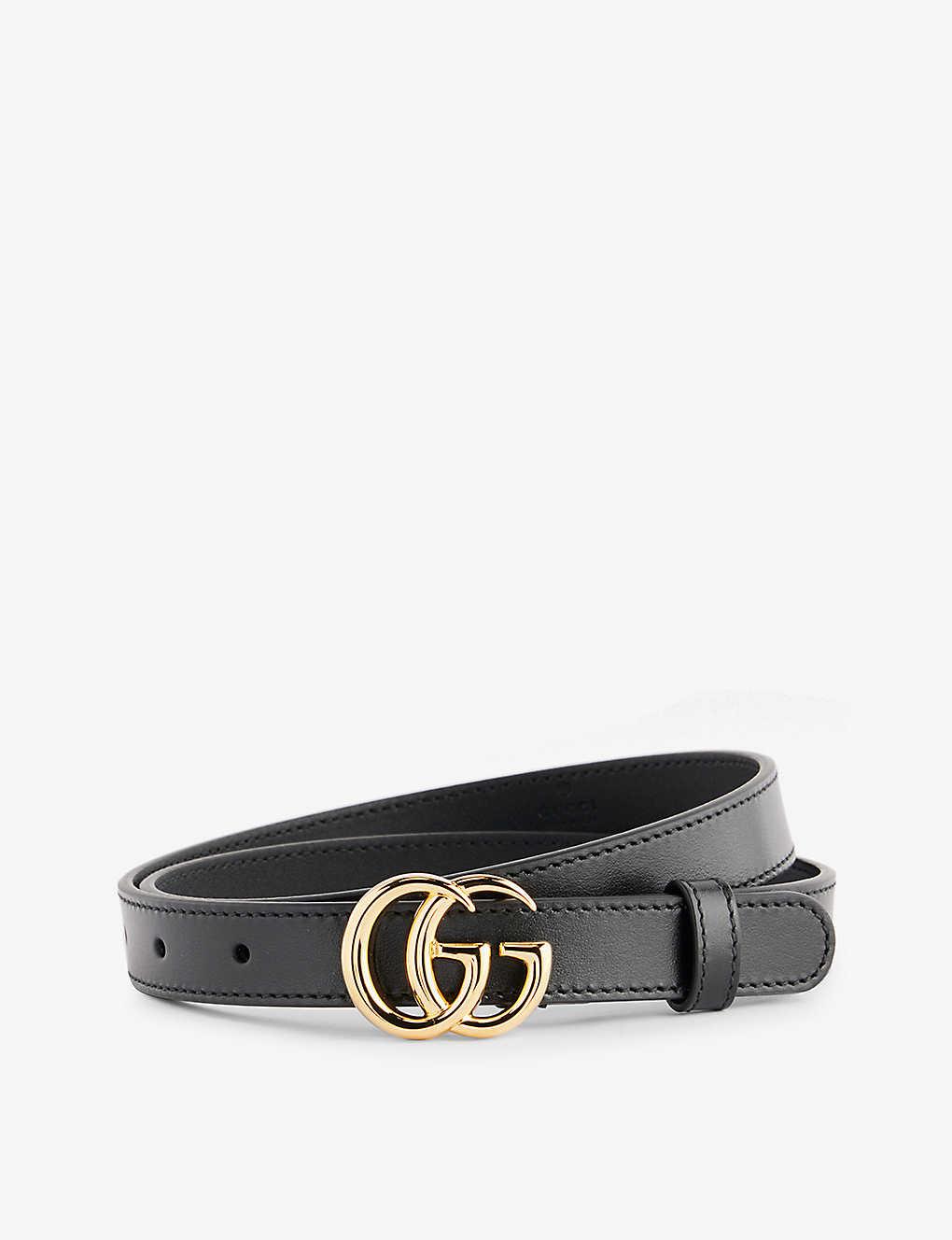 Gucci Belt Men's Gold Double G Buckle Black Leather 397660 4cm (GGB1001) –  Dellamoda