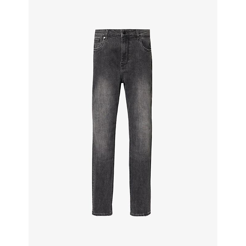 Arne Brand-Patch Slim-Leg Slim-Fit Stretch-Denim Jeans in Grey for