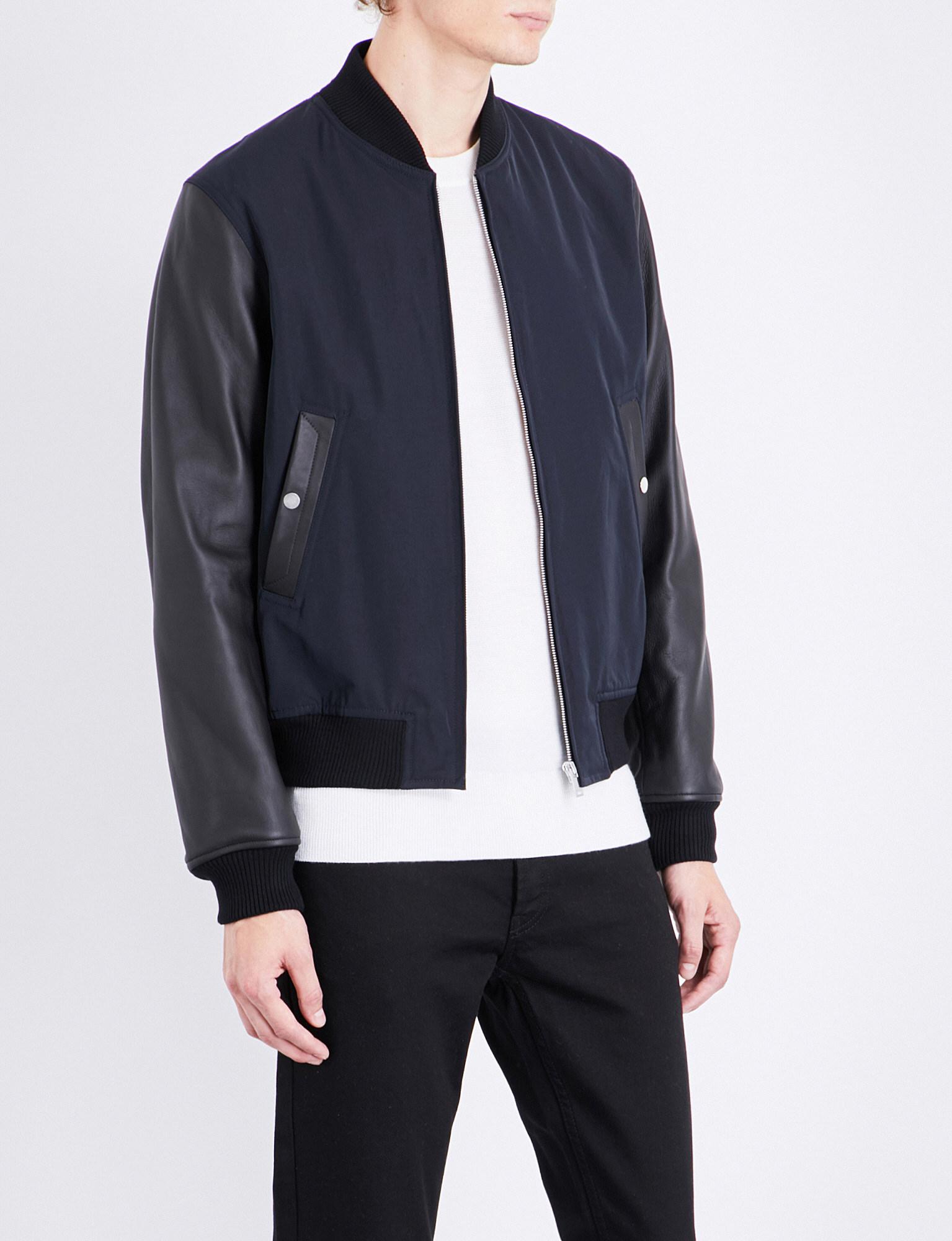 bomber jacket leather sleeves