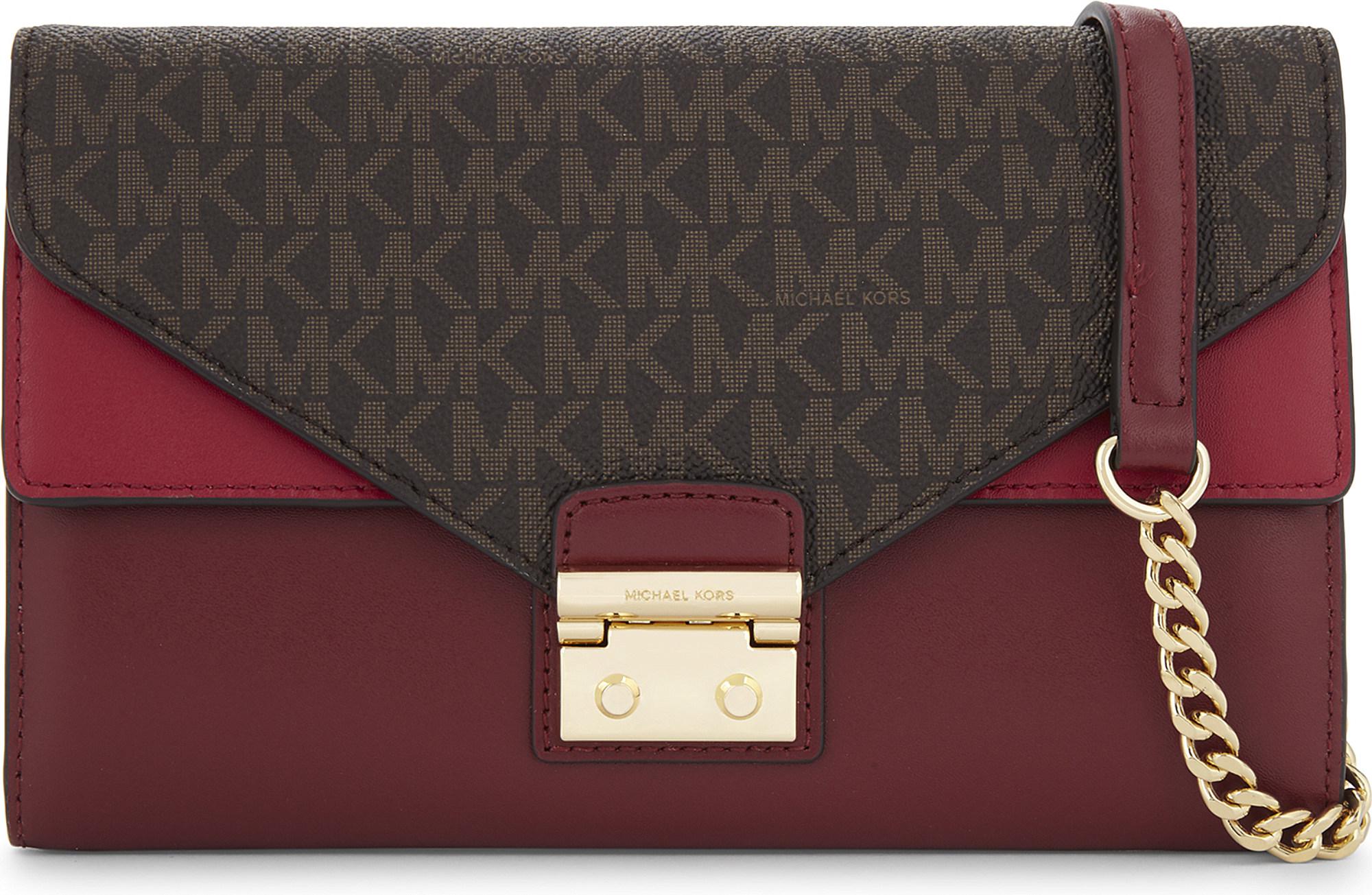 michael kors sloan logo and leather chain wallet
