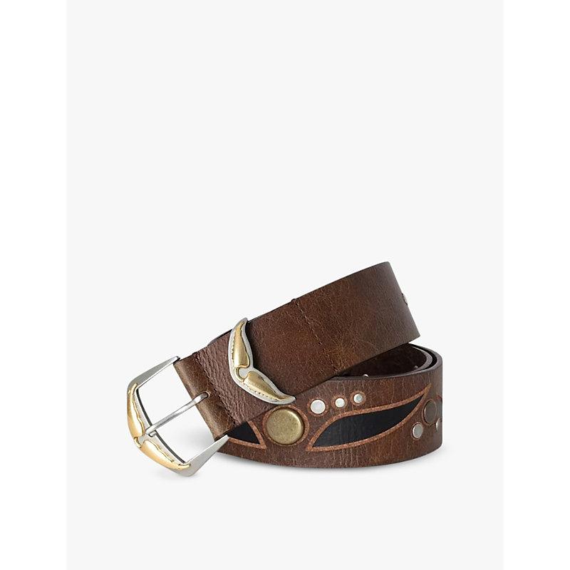 Zadig & Voltaire Brown Leather Studded Belt Zadig & Voltaire Brown Leather Studded Belt 95 cm main image 4