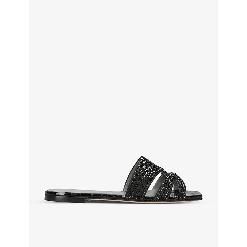 Gina Beaux Crystal Embellished Leather Sandals In Black Lyst Canada 