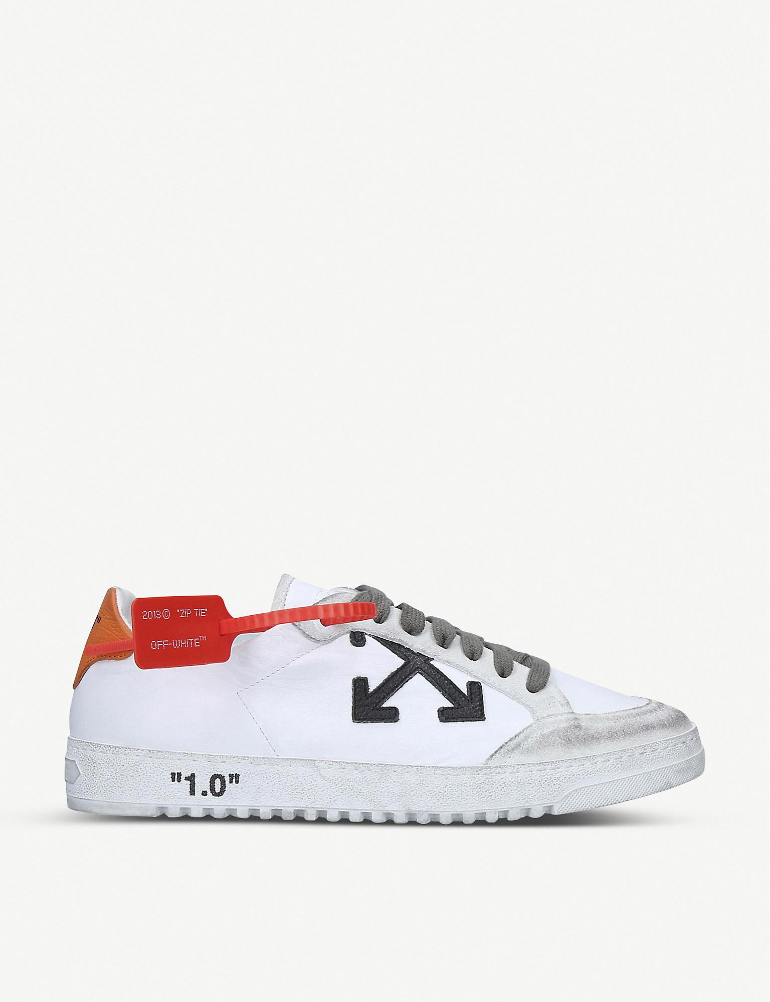 Off White c o Virgil Abloh 2.0 Distressed Suede trimmed Leather Sneakers in White for Men Lyst