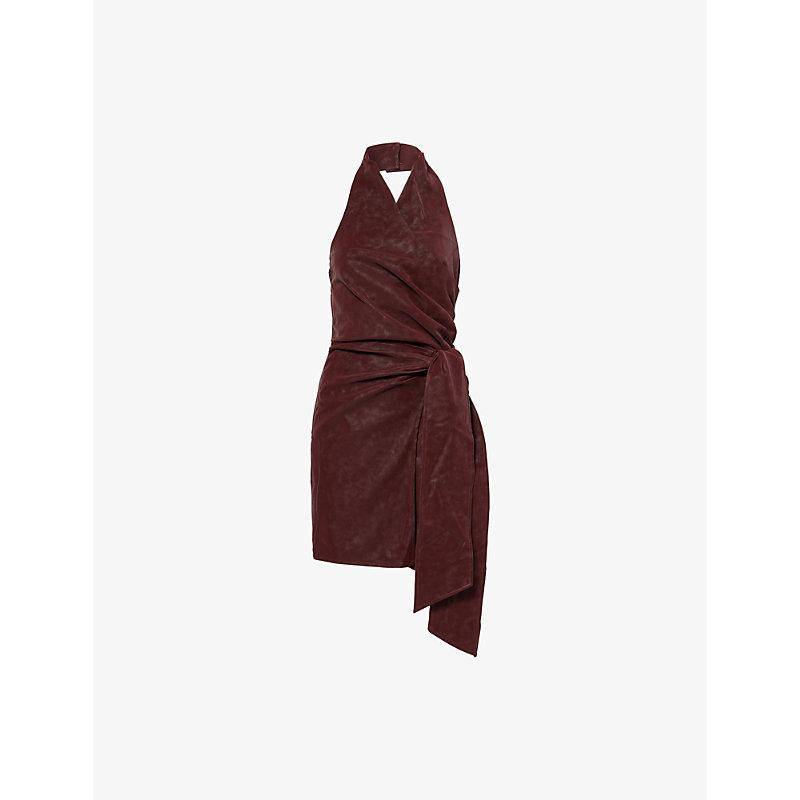 Amy Lynn Ingrid Wrap Faux-Leather Mini Dress in Red | Lyst