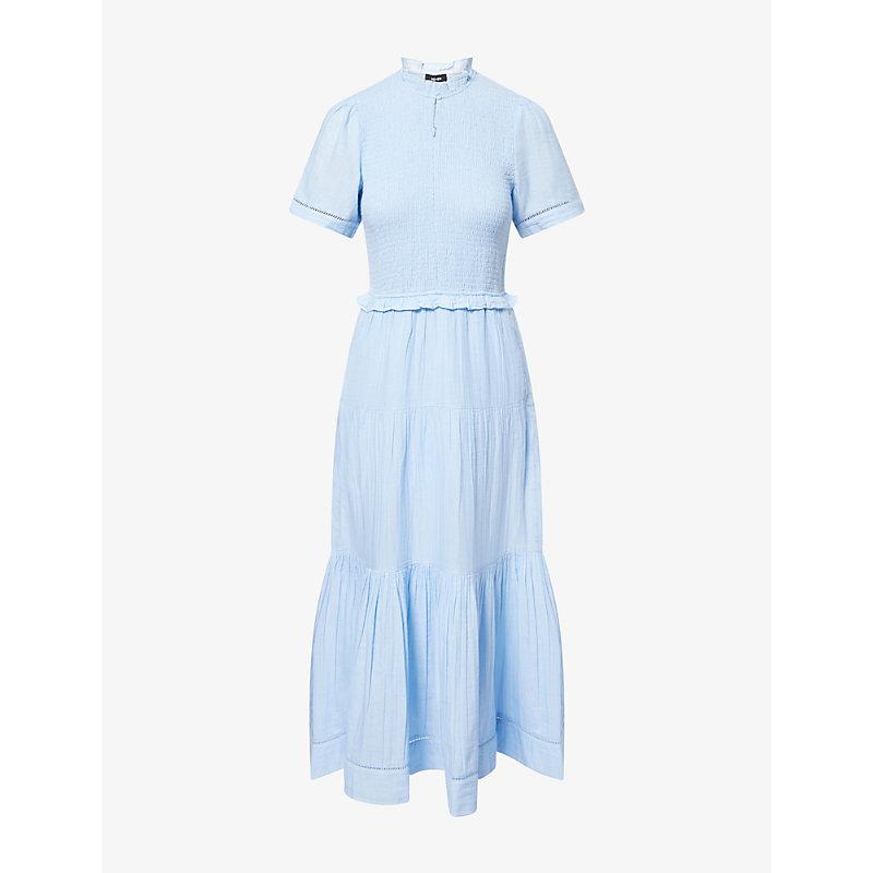 ME+EM Cheesecloth Shirred Cotton-Poplin Maxi Dress in Blue | Lyst
