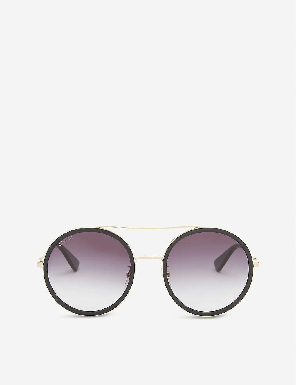 Gucci gg0061s Roundframe Sunglasses in Metallic Lyst