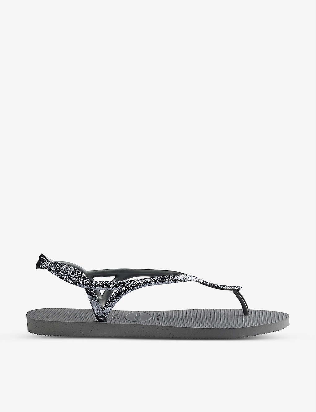 Havaianas Luna Premium Ii Glitter-strap Rubber Sandals in Gray | Lyst