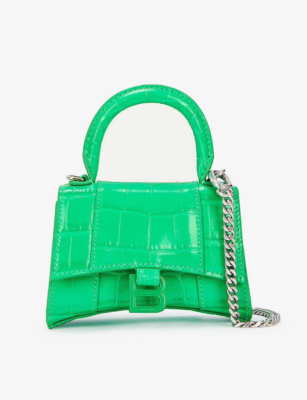 Hourglass Leather Shoulder Bag in Green - Balenciaga