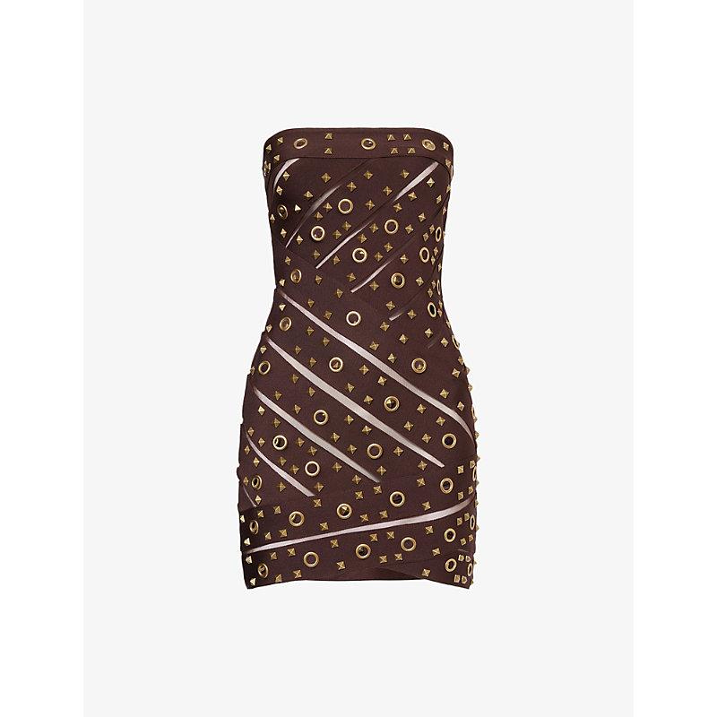 jaded brown dress Dera Asymmetric Cut Out Mini Dress in Brown | Jaded London
