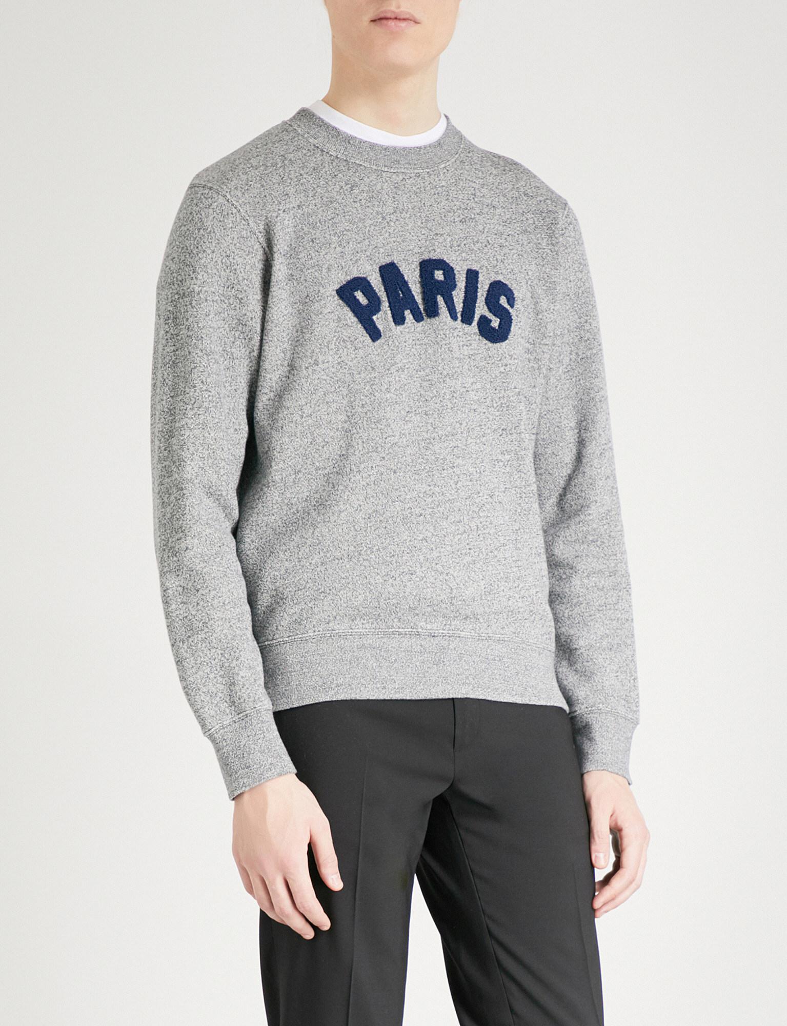 Sandro Paris Cotton-jersey Sweatshirt in Heather Grey (Gray) for Men - Lyst