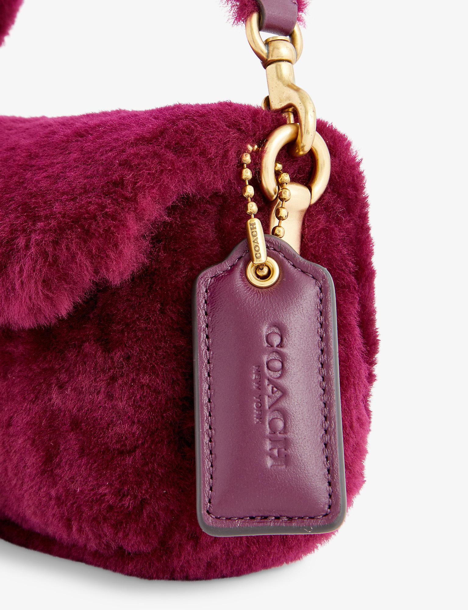COACH Pillow Tabby Shearling And Leather Cross-body Bag in Red | Lyst