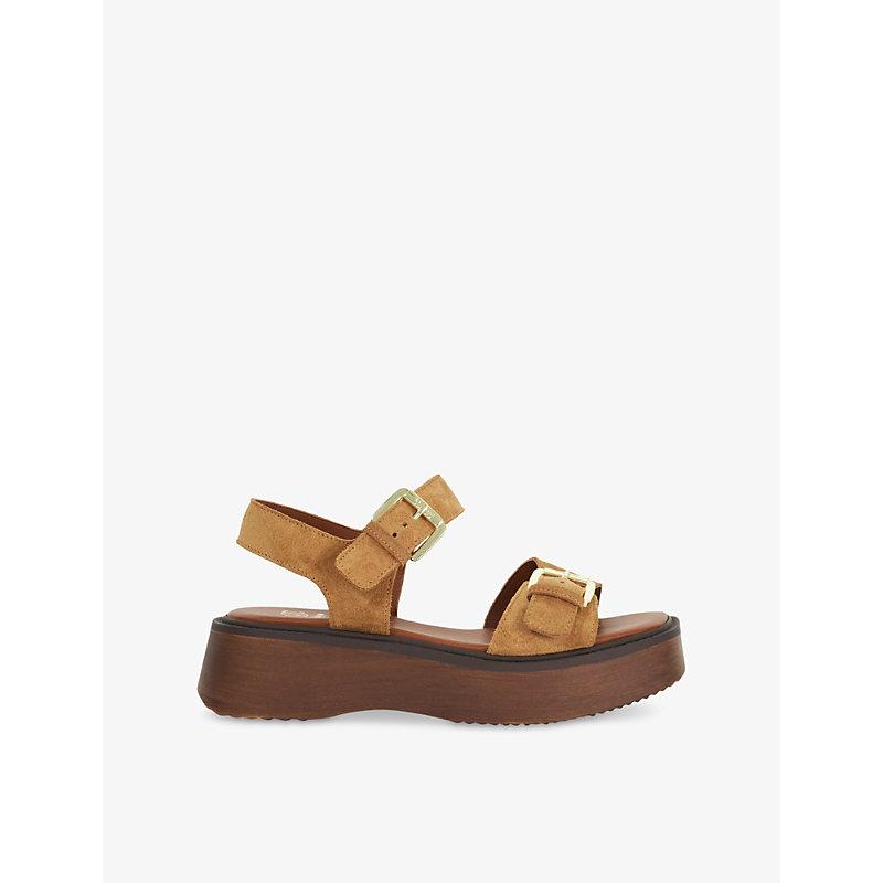 Dune Luno Double-Strap Flatform Suede Sandals in Brown Lyst UK