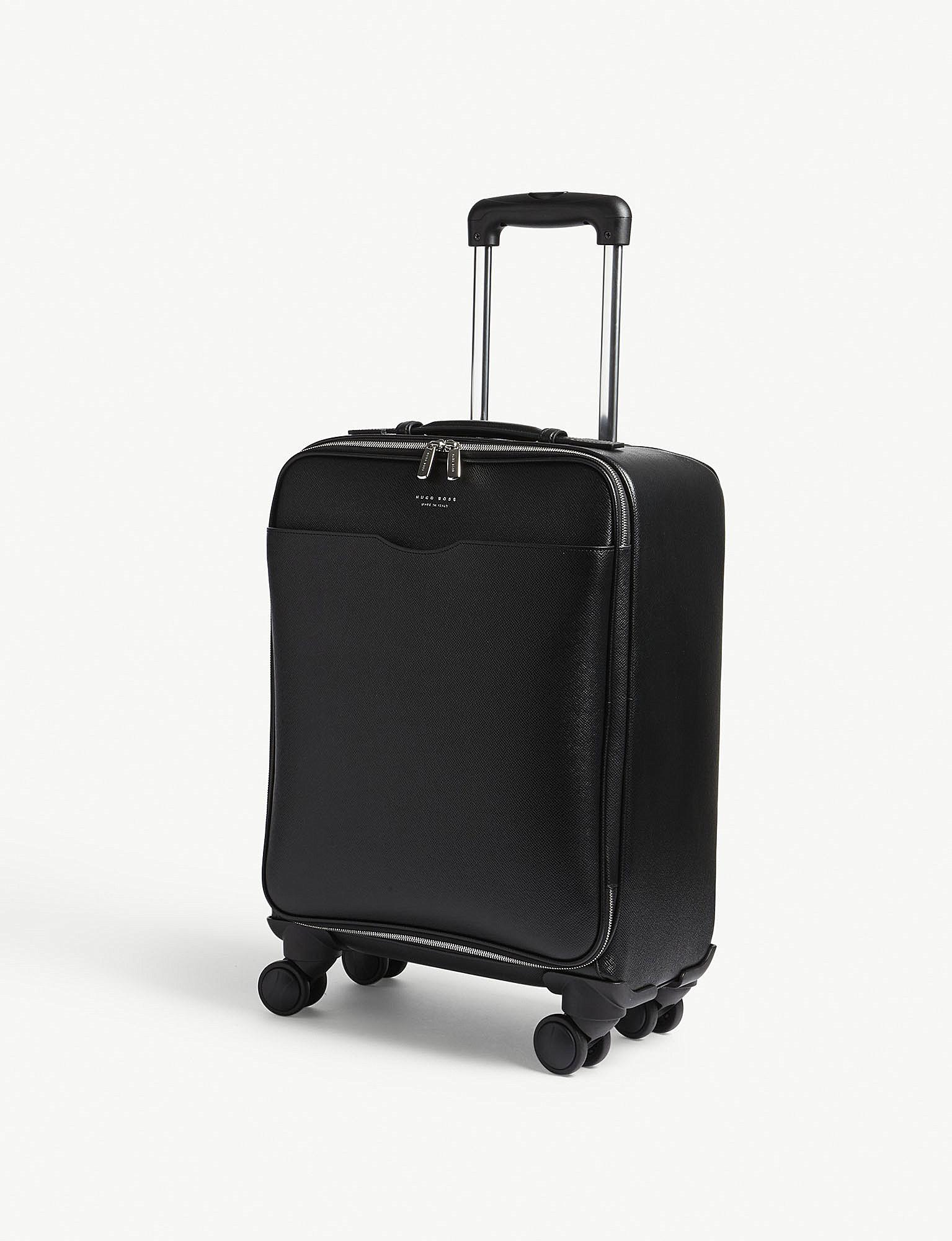 BOSS by HUGO BOSS Signature Trolley Leather Suitcase 52cm in Black for Men