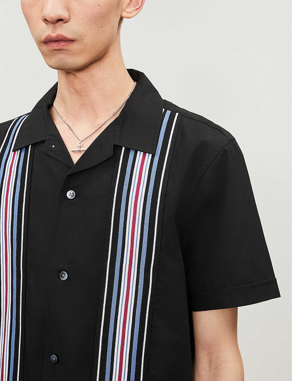 Stussy Striped Knit Panel Shirt Black for Men | Lyst