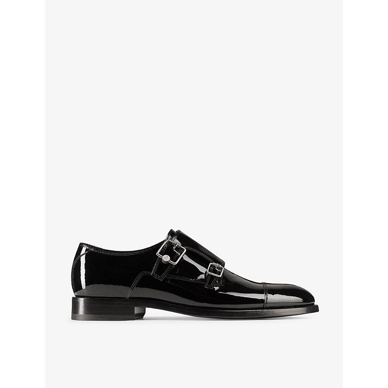 Jimmy Choo Finnion Double-Strap Patent-Leather Monk Shoes in Black | Lyst - Patent Leather Monk Straps For Modern Style