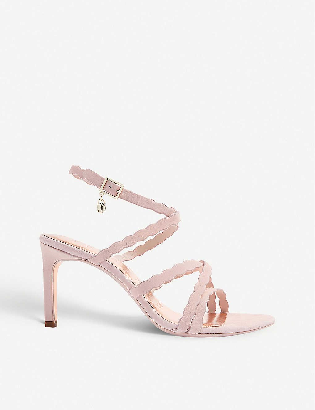 Ted Baker Lillys Scallop-strap Suede Heeled Sandals in Pink | Lyst