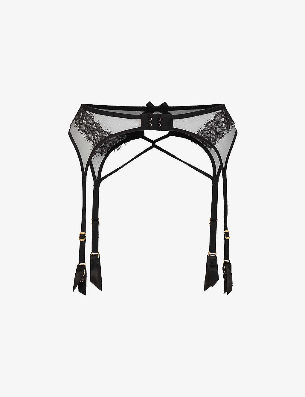 Agent Provocateur Nyxie Strappy Mesh Suspender Belt in Black | Lyst