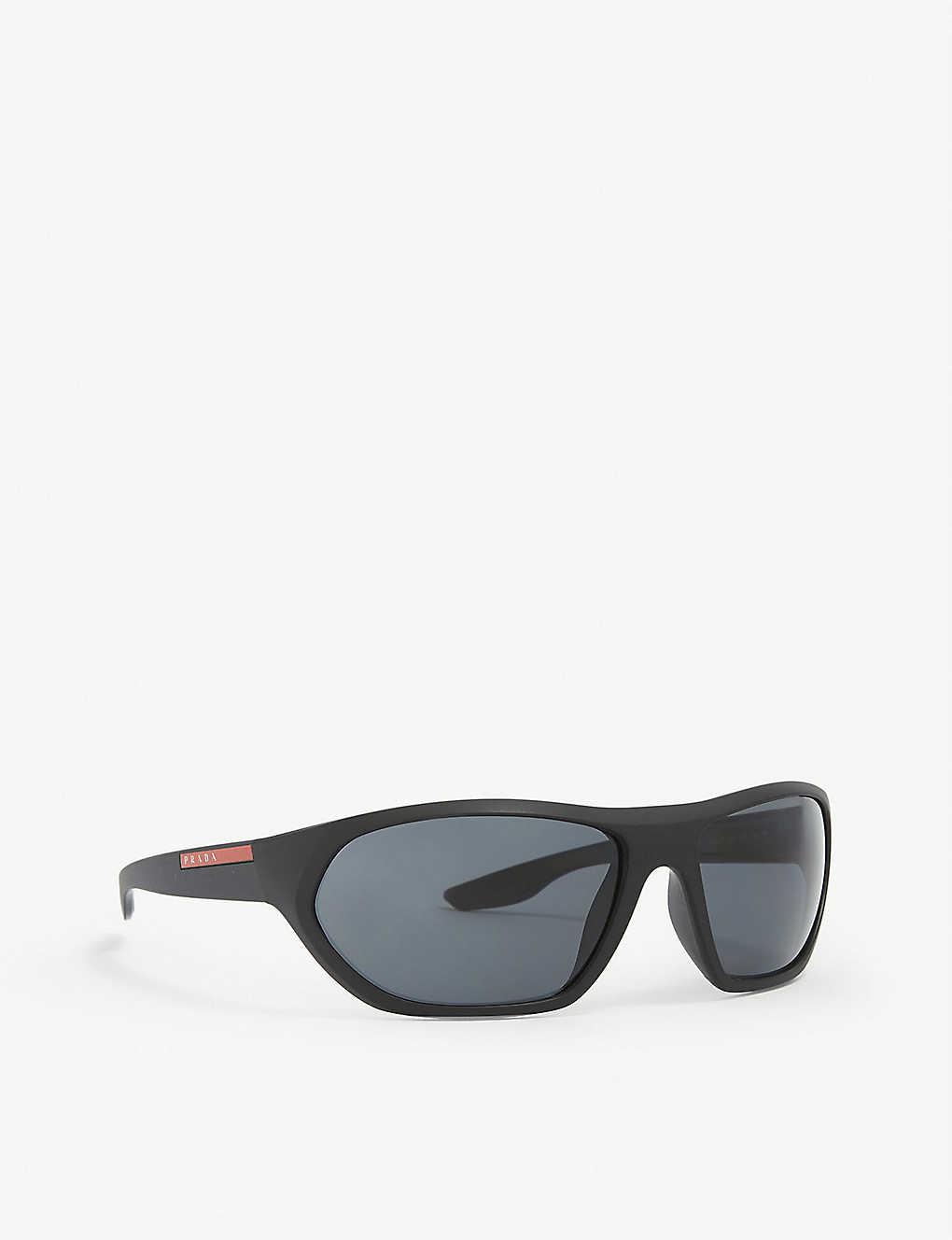 Prada Linea Rossa Ps18us 66 Active Rectangle Frame Sunglasses in Black ...